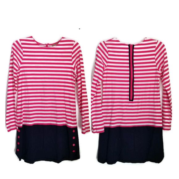 Florence Eiseman Studio 342 Dress Girls 16 Pink White Striped Navy Blue - Picture 1 of 12